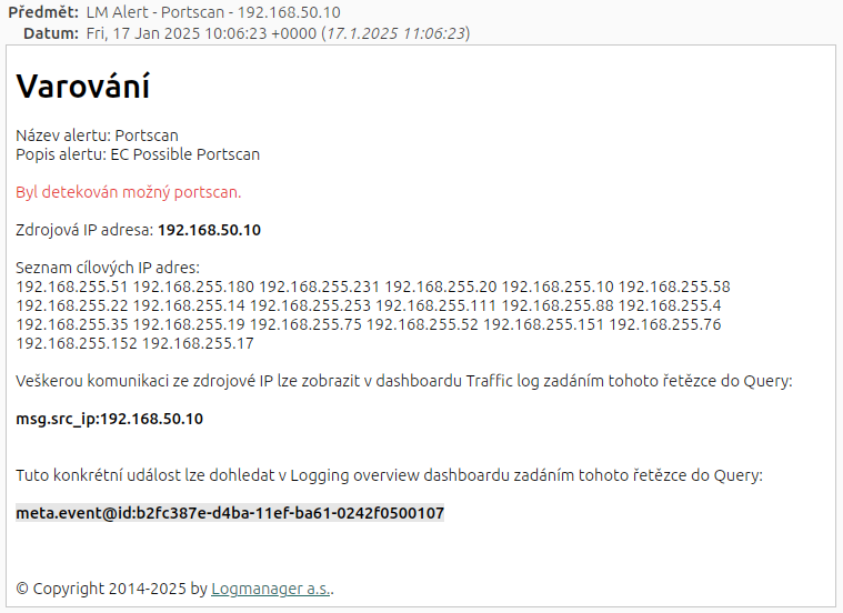 port scan alert example log analysis