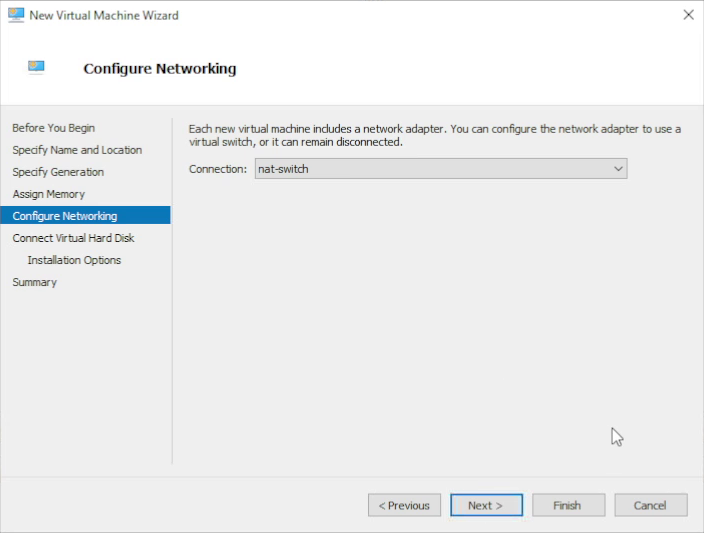 Selecting virtual switch for the VM