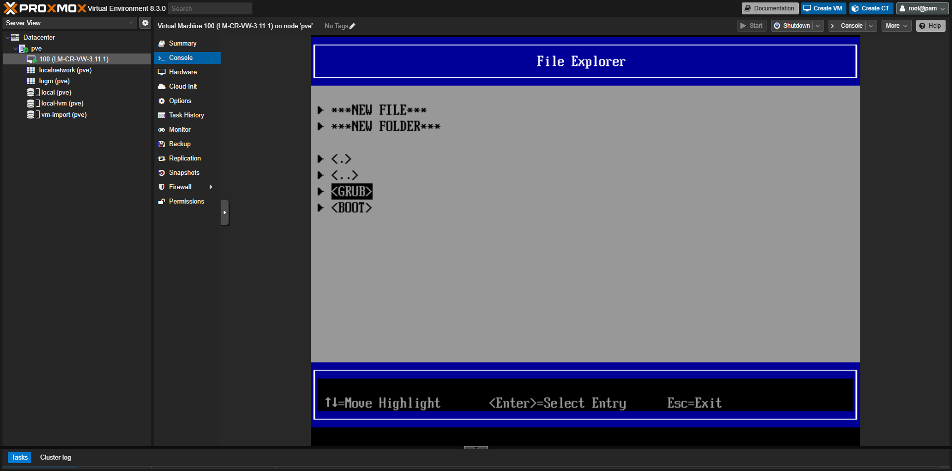 UEFI File Explorer showing EFI directory with GRUB folder